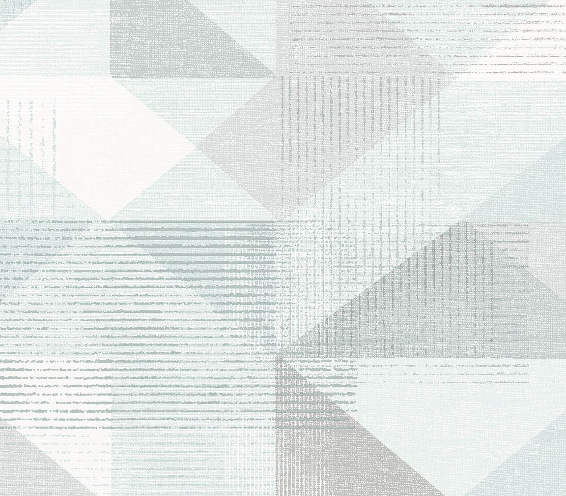 mint green and grey silk screen geometric wallpaper