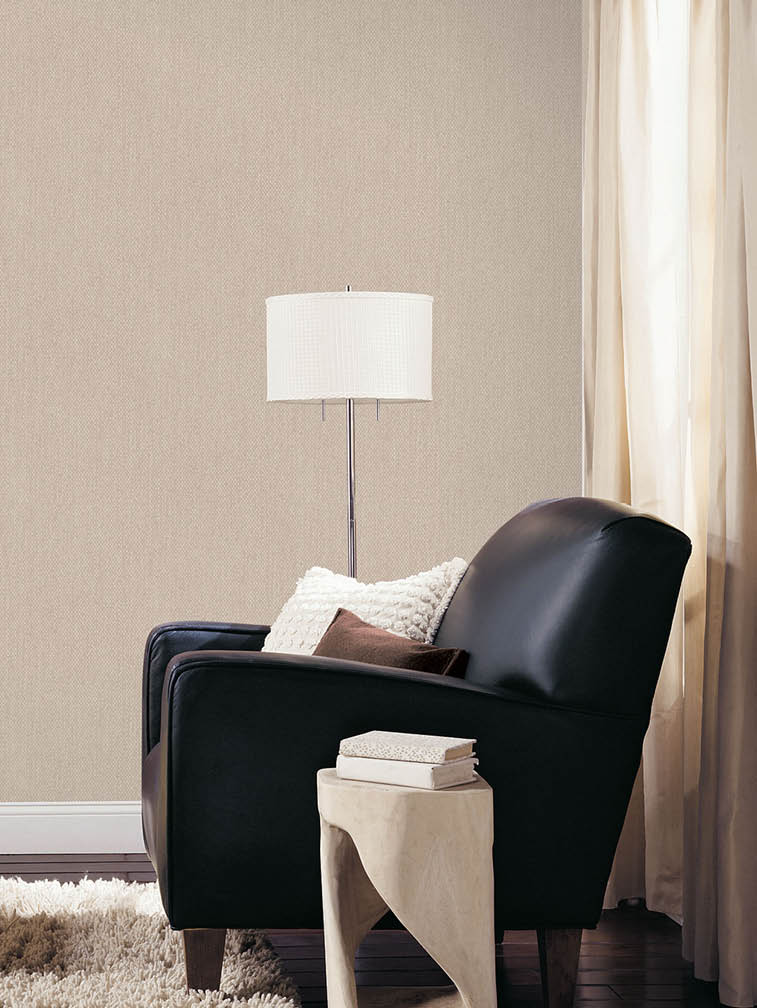 Living room with taupe mini grate texture wallpaper